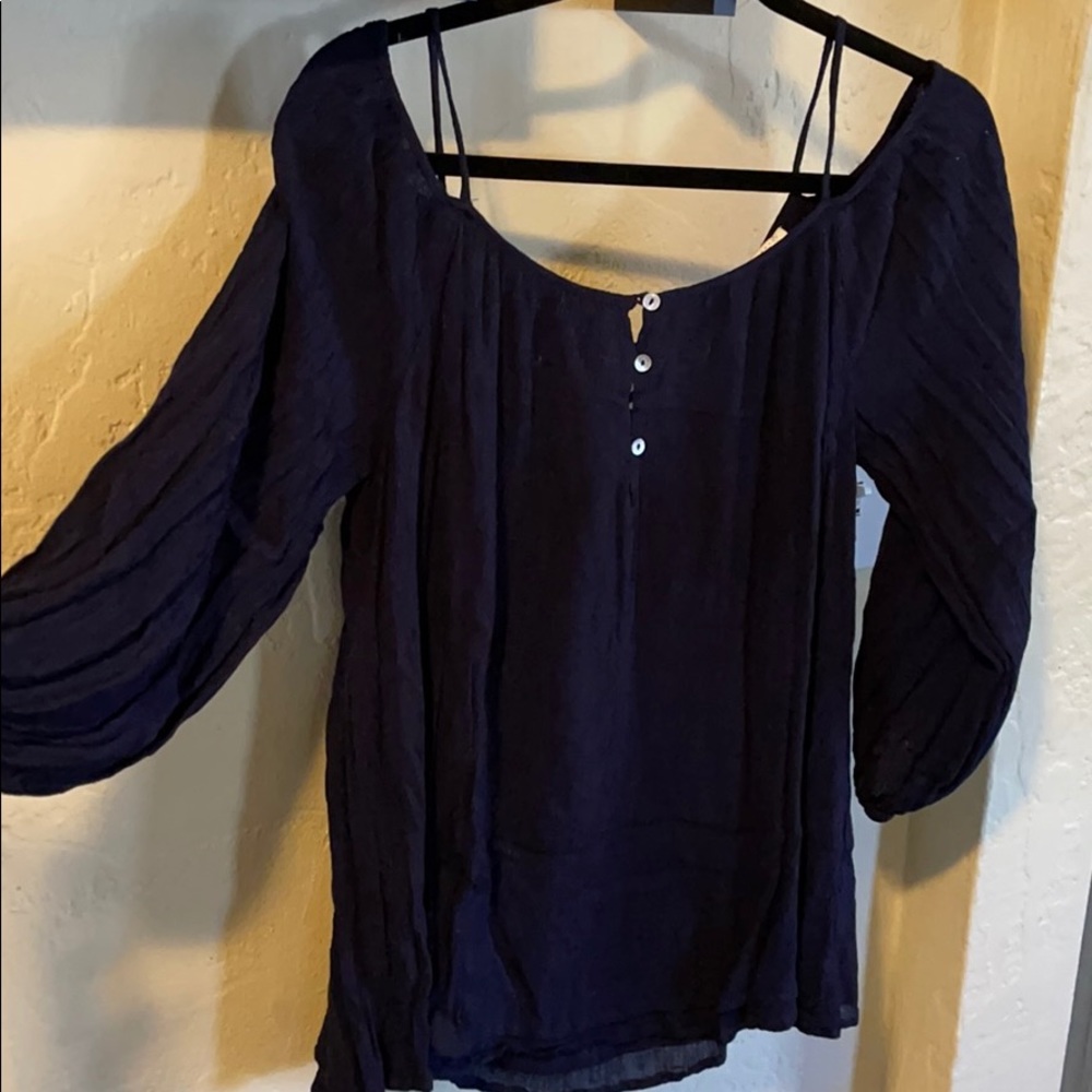 Navy Peasant Blouse